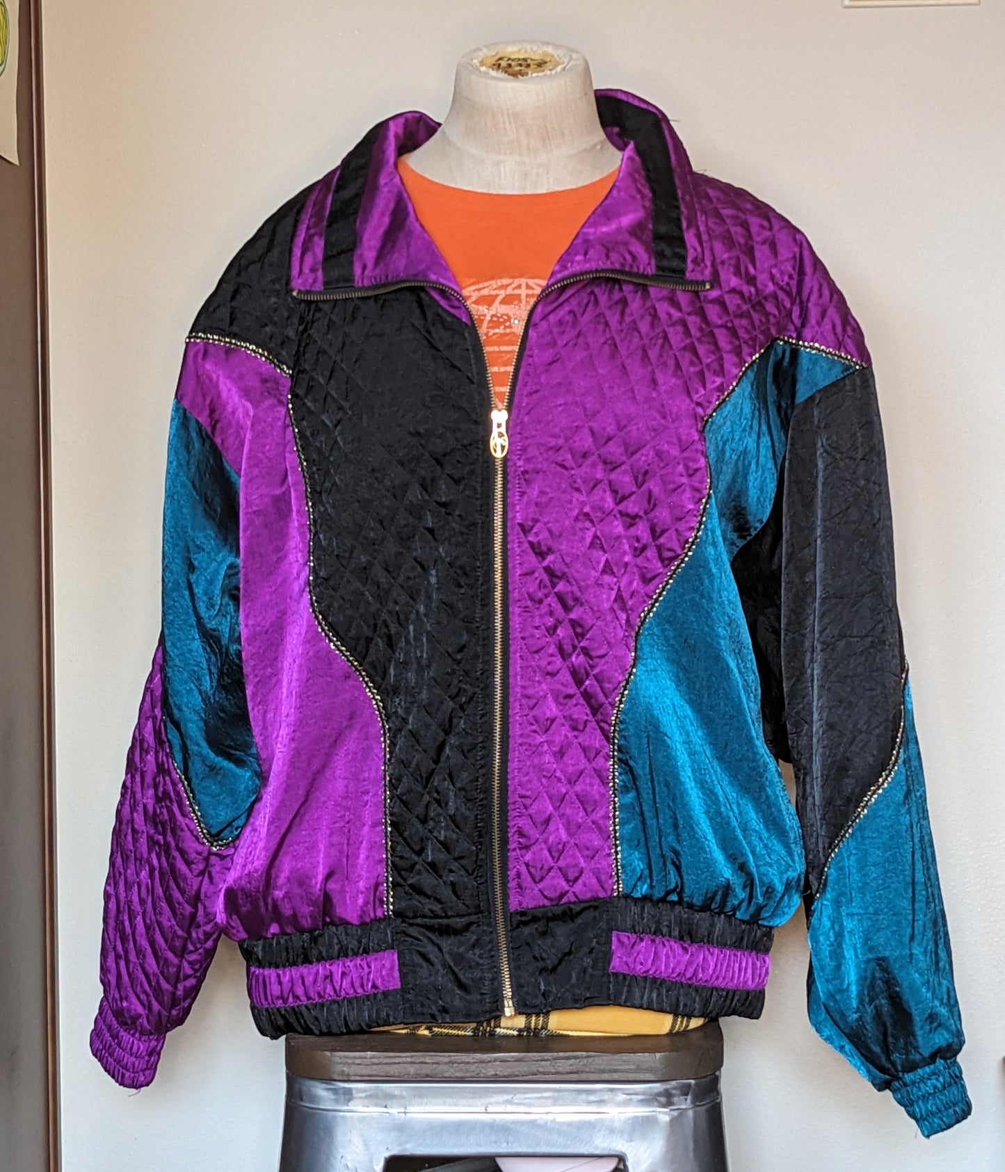 1980s Jewel Tone Quilted Windbreaker