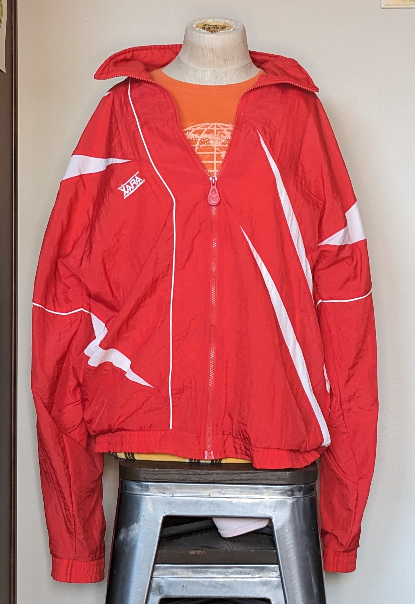 Red & White 1980s Xara Windbreaker