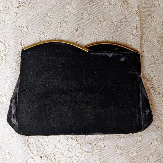 Black Velvet Midcentury Evening Bag