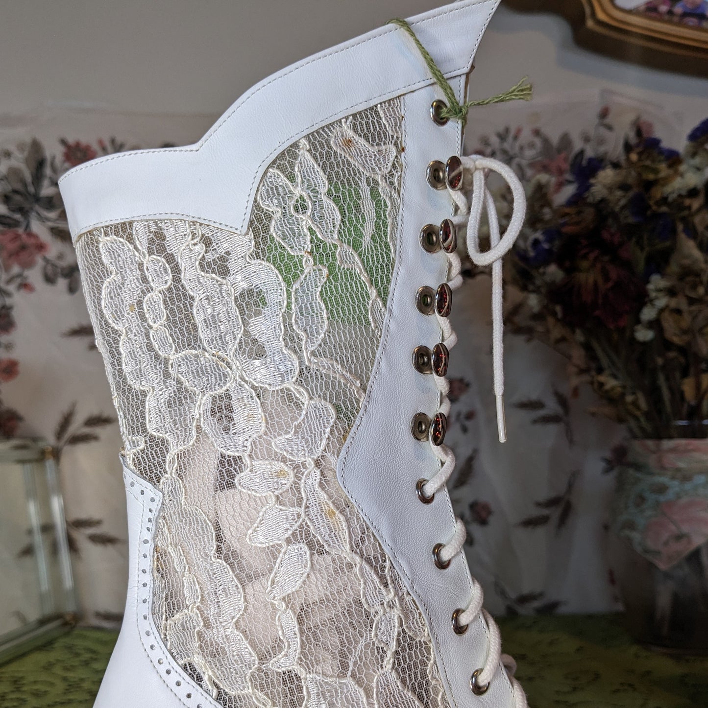 Deadstock White Lace Western Boots