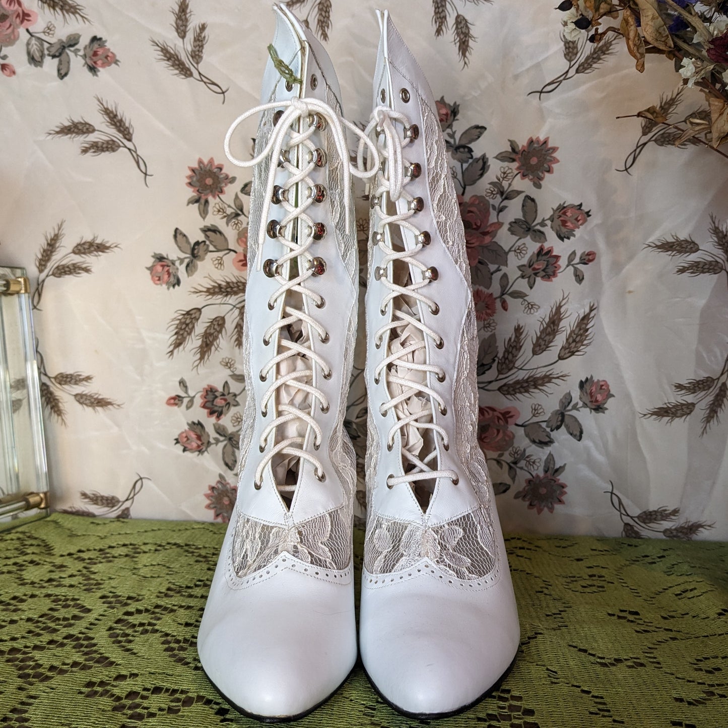 Deadstock White Lace Western Boots