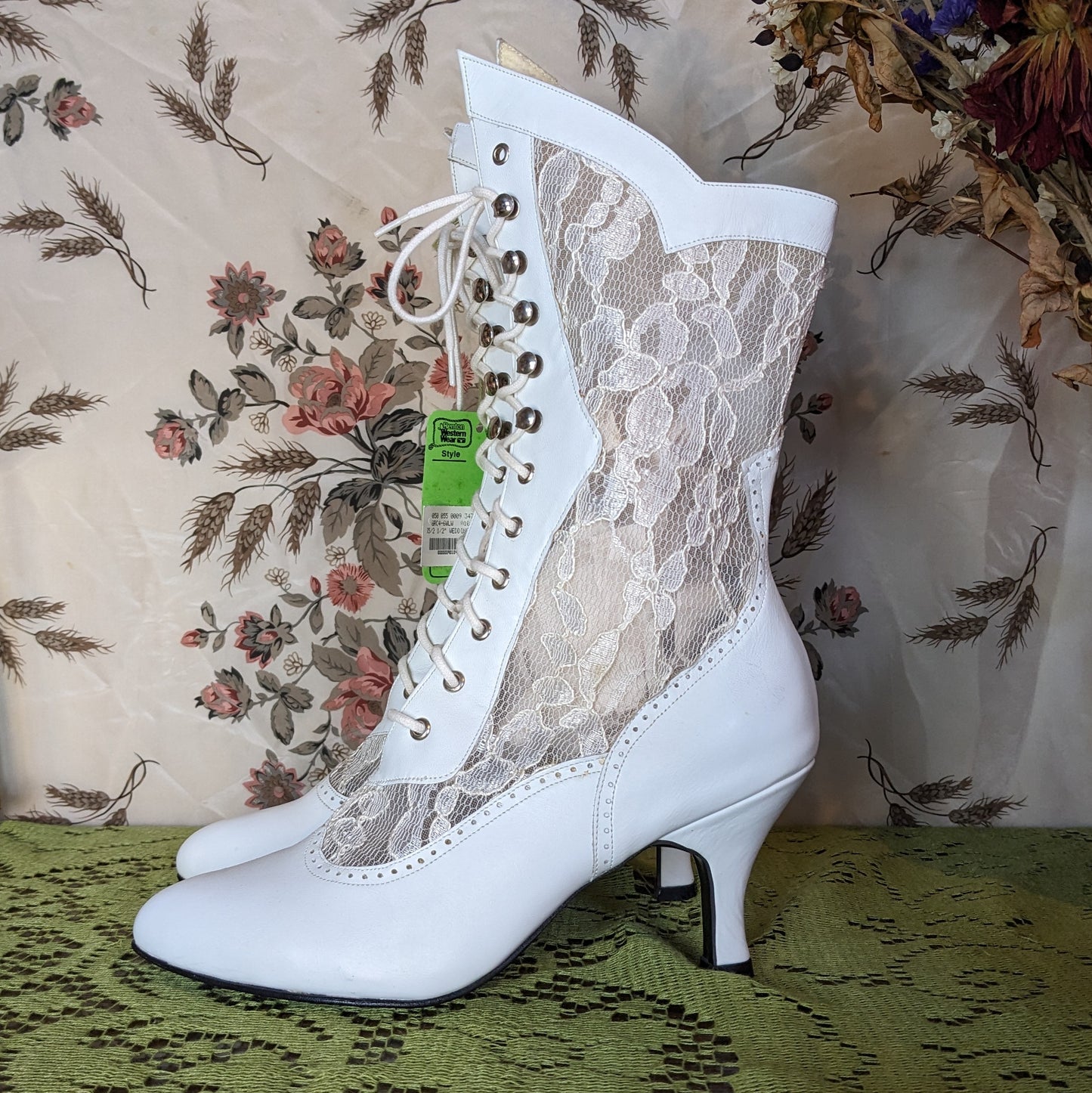 Deadstock White Lace Western Boots