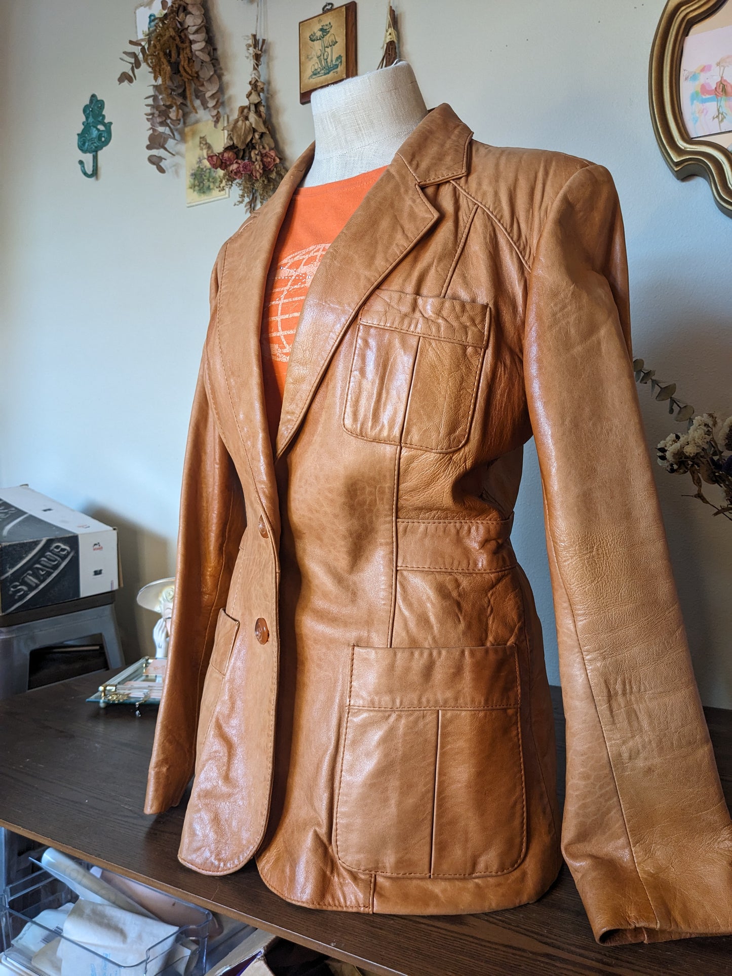 Wilsons Leather Cognac Leather Blazer