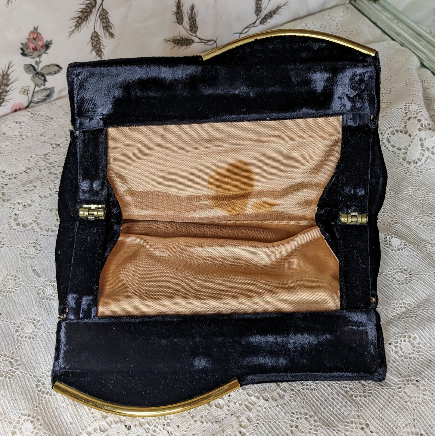 Black Velvet Midcentury Evening Bag